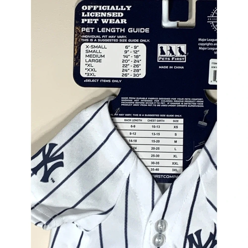 New York Yankees MLB Dog Jersey Small 9-15 lbs Pet First Pinstripe‎ Costume NEW